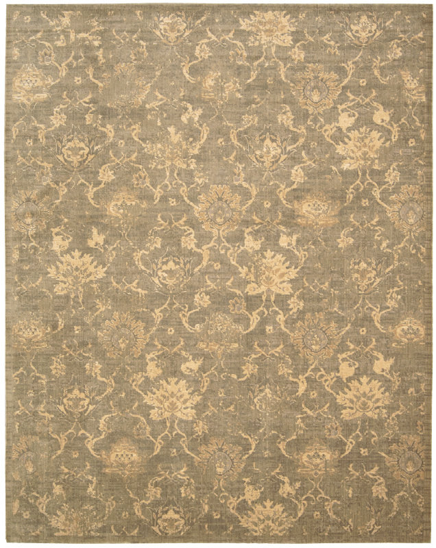 Tapis en laine/soie mousse mousse Forres, Rectangle 8 pi 6 po x 11 pi 6 po