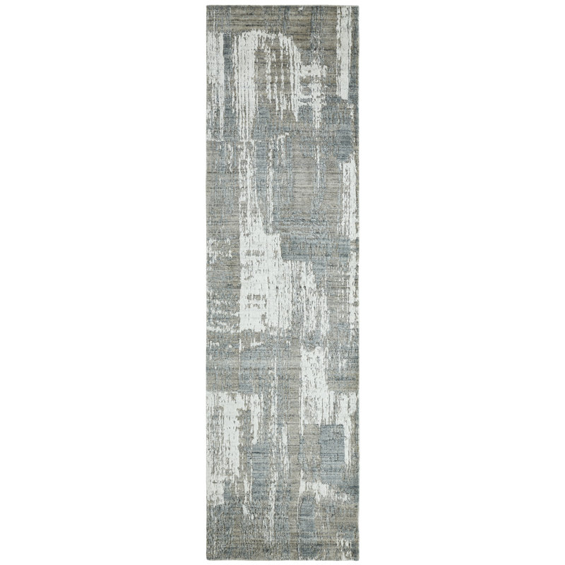 Atelier Weathered Canvas Slate Gray Wool Hand Loomed Area Rug, Runner 2'6" x 10'