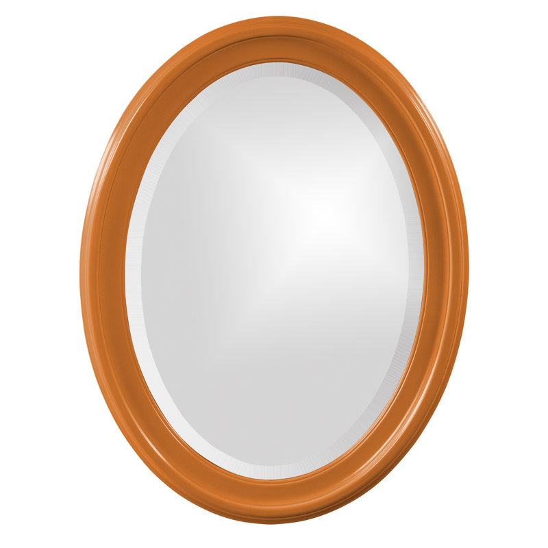 Borna Solid Wood Oval Mirror, Orange