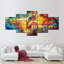 Ensemble de 5 pièces colorées avec collage sur toile-126713357