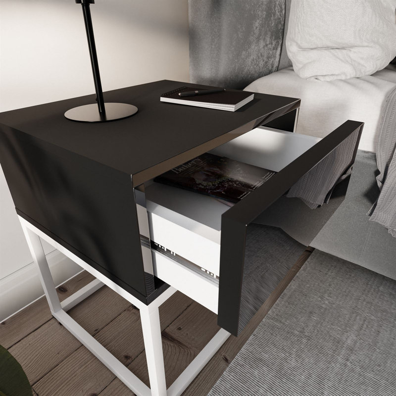 Anessia 45cm W Metal Bedside Table, Black