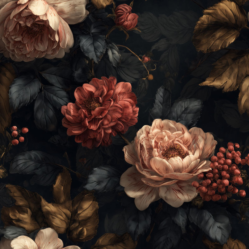 Papier peint floral foncé foncé