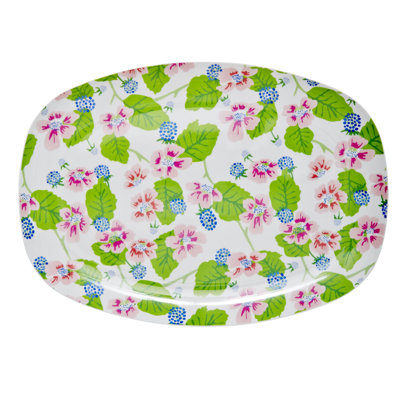 12" Melamine Rectangular Blossom & Berries Plate