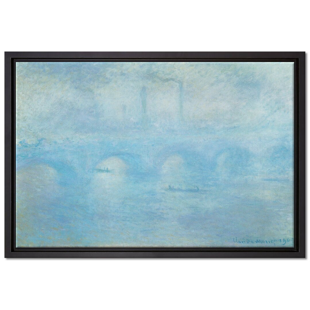 Gerahmtes Leinwandbild Waterloo Bridge in London von Claude Monet