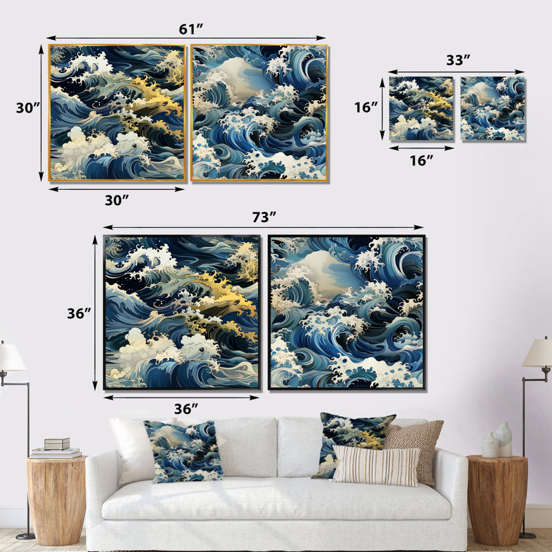 Ensemble de salon Rainbolt - Coastal Wall Art, Toile tendue, H 16 po x l 33 po x P 1 po