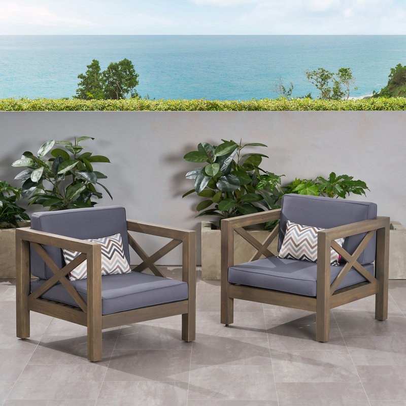 Acacia Outdoor Lounge Chair, Gray Frame / Dark Gray Cushion
