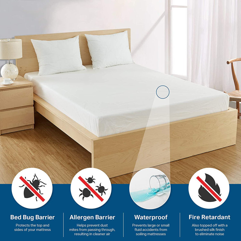  Housse de protection pour matelas en vinyle robuste, imperméable et résistante aux punaises de lit, Très grand, 16"