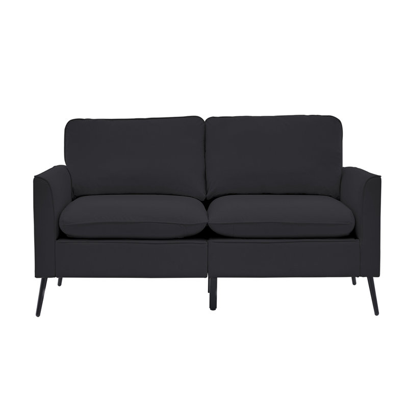 Causeuse en cuir rembourré TS Cat, Similicuir noir