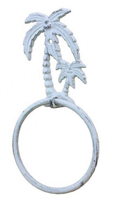 Anneau à serviettes palmier tree, Blanc délavé