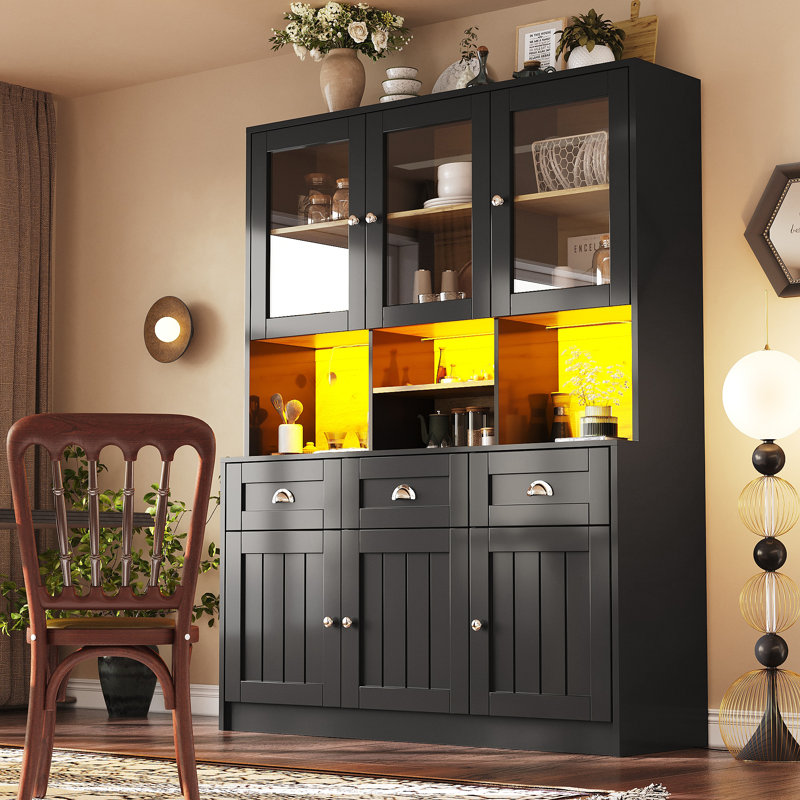 175 cm H Standard Pantry / Tall Cabinet, Black