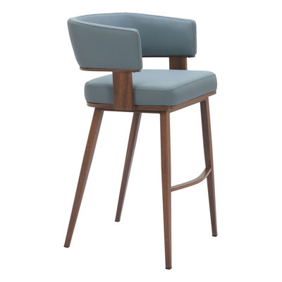 Kuisma Barstool Azure Gray & Walnut