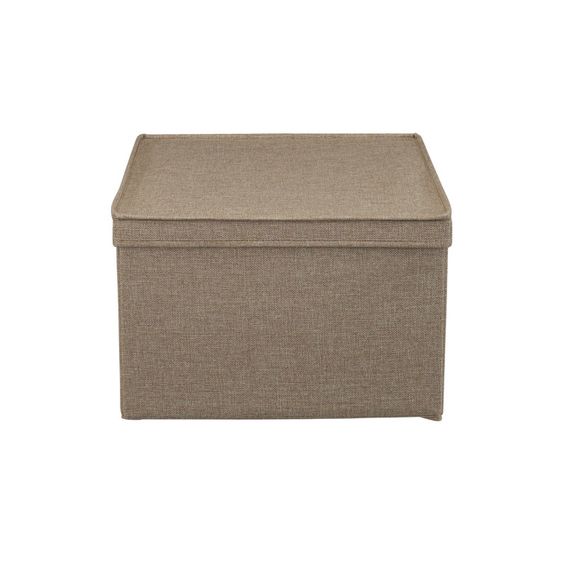 Latte Linen Jumbo Stackable Fabric Storage Boxes with Lids