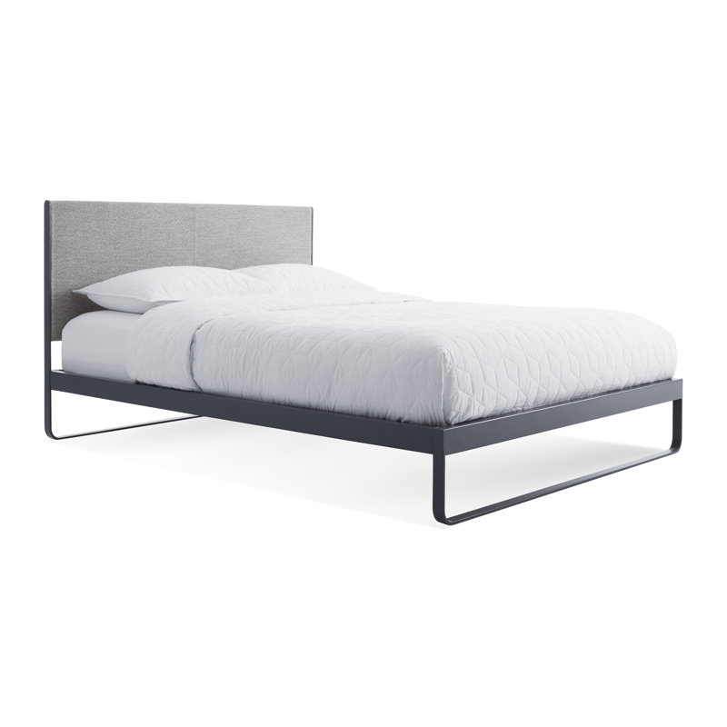 Me Time Upholstered Metal Platform Bed, Full, Tait Charcoal/Slate