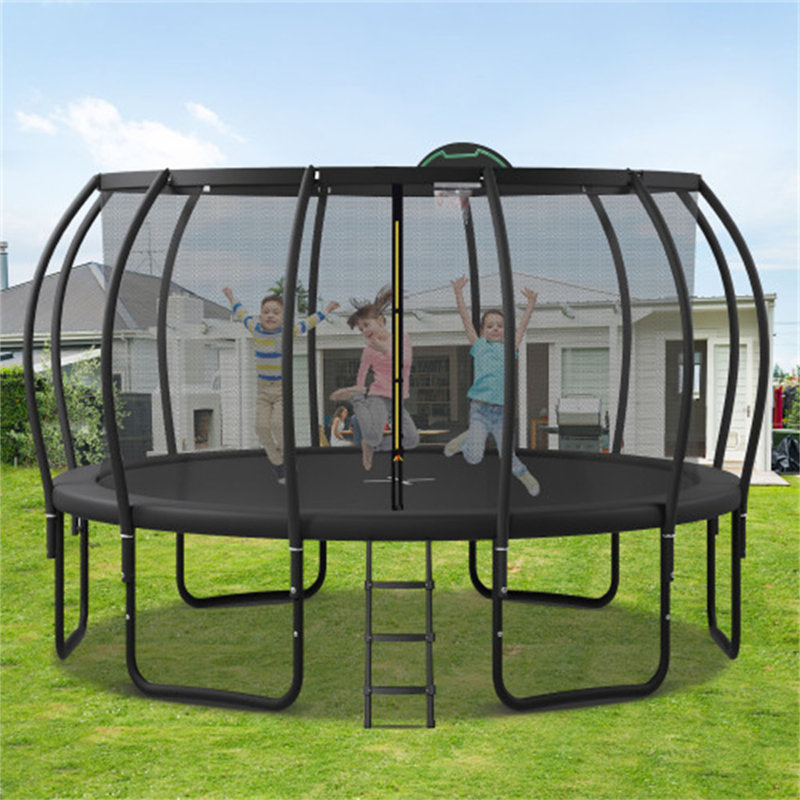 Trampoline de 16 pi pour les enfants avec arcpole amélioré et toploop composite pour enceinte de sécurité