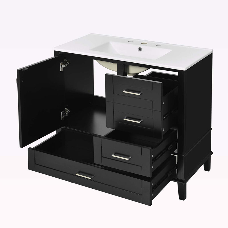 36" Bathroom Vanity with Sink, Black