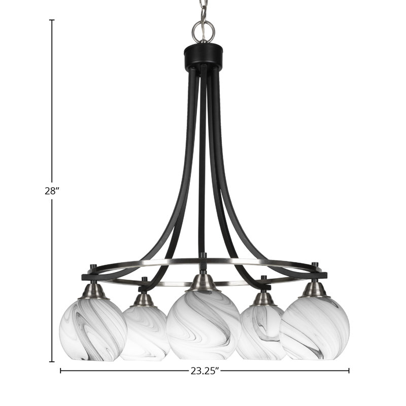 Michell 5-Light Chandelier, Matte Black/Brushed Nickel