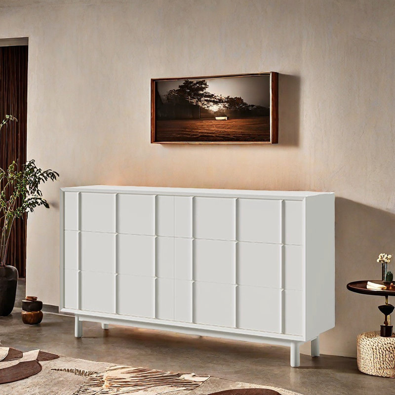 Buffet simple grande capacité, Blanc / Blanc