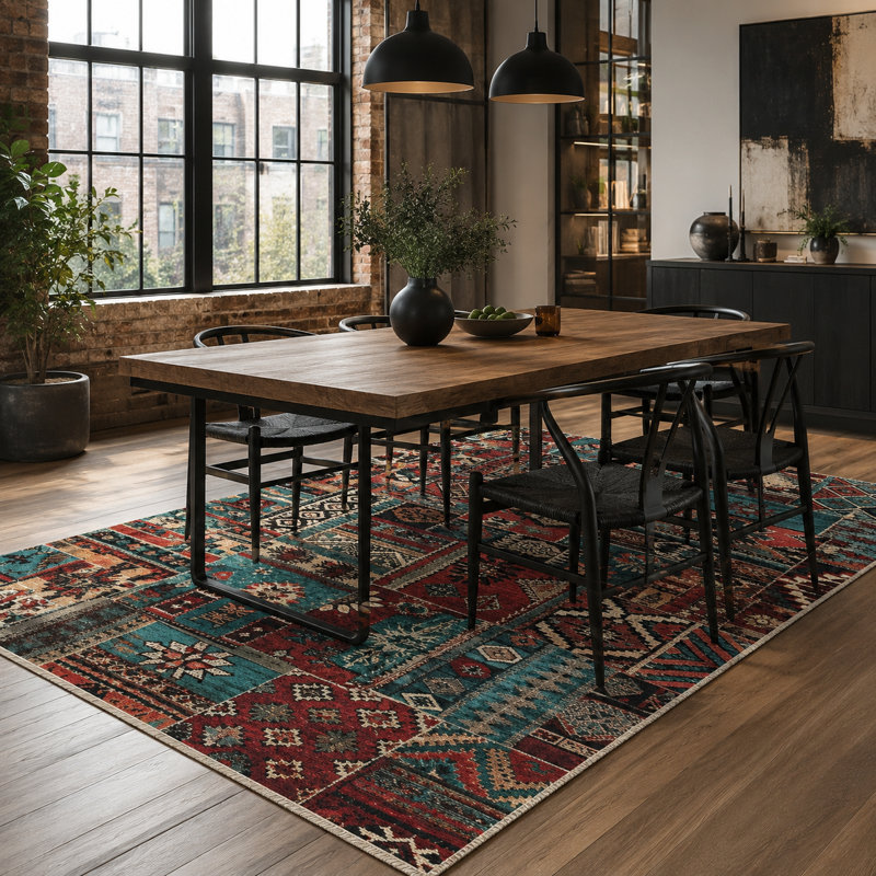 Geometric Cotton and Chenille Flatweave Area Rug, 155 x 230 cm