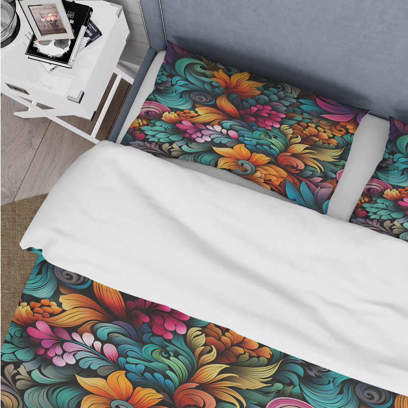 Ensemble de housse de couette Vibrant Mandala, Housse de couette pour très grand lit et 2 très