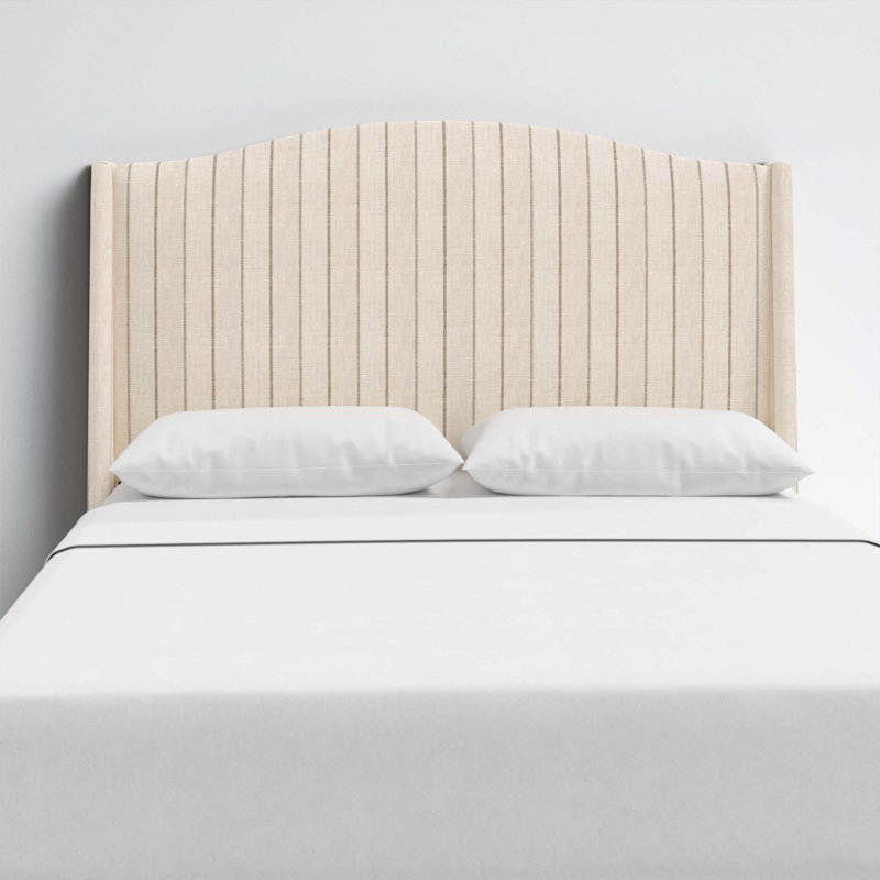 Tête de lit tapissier Vasiliy, Simple, Mélange de coton rayé beige