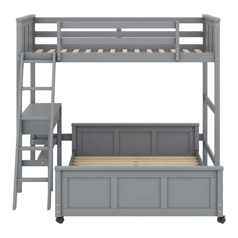 Lit superposé avec bureau, Gris