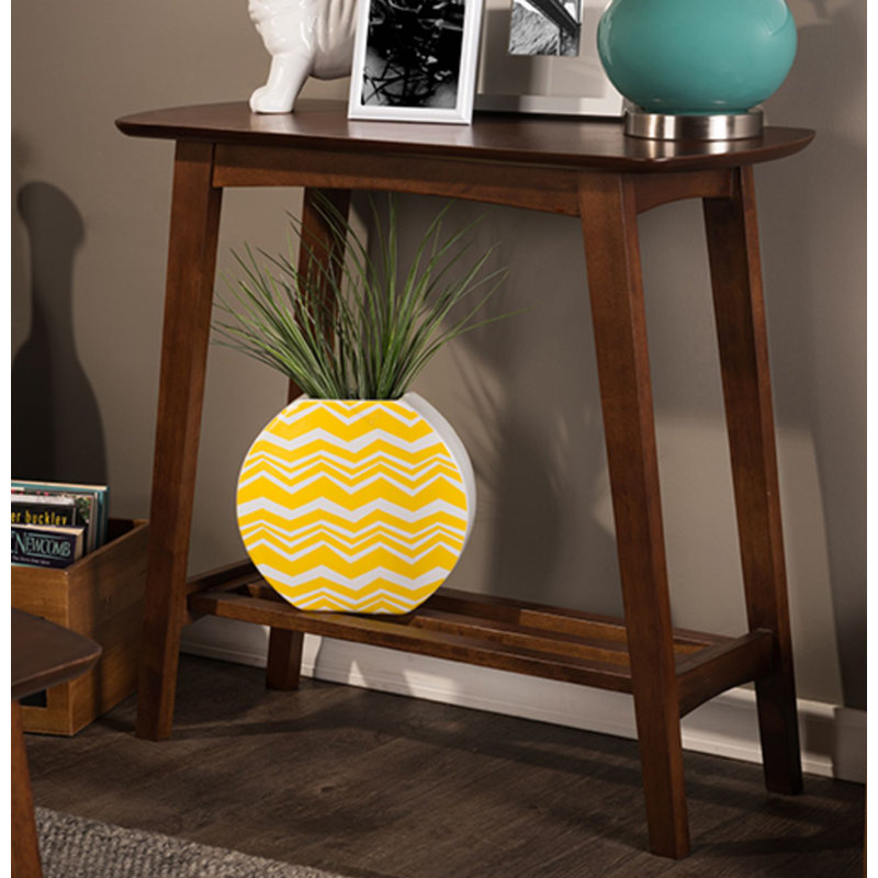 Sacramento Dark Walnut Mid-Century Console Table with Storage Shelf