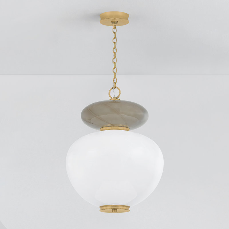 Syros Etched Glass Pendant, 100.25" H x 19.25" W x 19.25" D