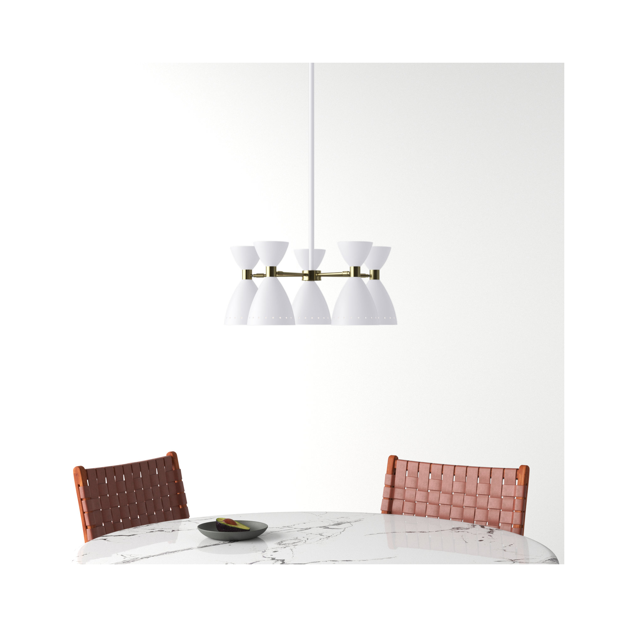 Bimini 5 - Light Metal Geometric Chandelier, White