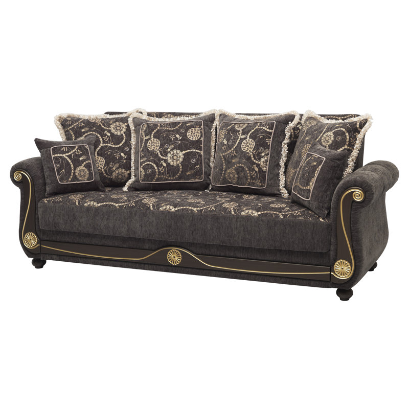 Gray Twin Fabric Sofa Bed with Hidden Storage