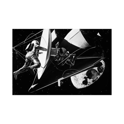 Illustration 1960s Weightless Astronauts Eva Extravehicular Activity by Vintage Images - Wrapped Canvas Print
