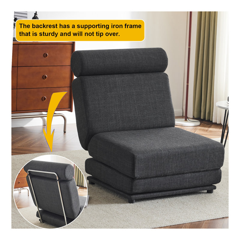 Canapé-lit simple pliable avec coussin, canapé-lit pliable portatif, fauteuil de loisir, facile à ranger, fabriqué en lin respirant et portable
