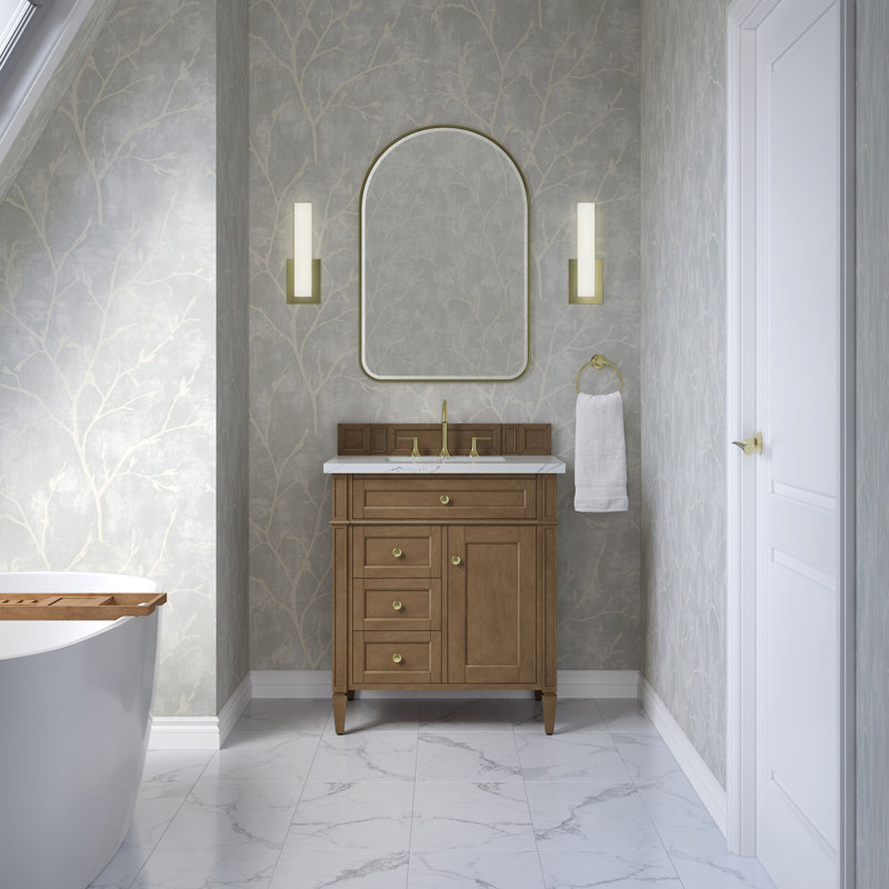 Brittany 30'' W Single Vanity, Ethereal Noctis, 8" Widespread, Pecan