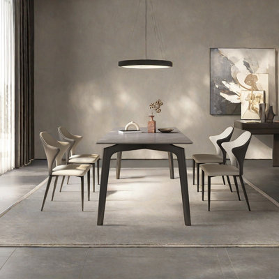 Chic carbon steel stone table chairs charm