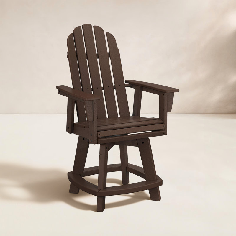 Vineyard Curveback Adirondack Swivel Counter Chair, Mahogany
