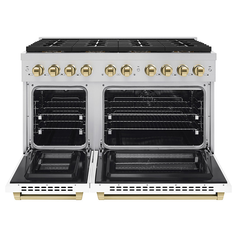 ZLINE Autograph 48 in. Paramount Dual Fuel Range w/ DuoPro Cooktop & White Doors w/ Gold Accents, White Matte, Polished Gold