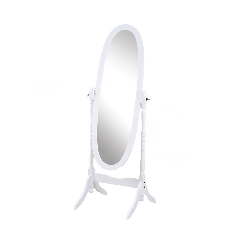 Finition miroir de plancher de bois traditionnel de style reine Anna, Blanc, H 59 po x l 23 po x P 16 po