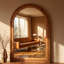 Miroir mural arqué en bois massif avec cadre perlé-489673312-489673340