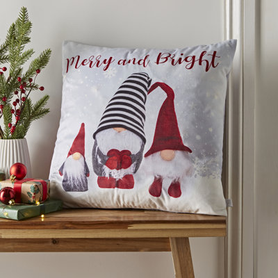 Christmas Merry And Bright Gonks Light Up Cushion Cover