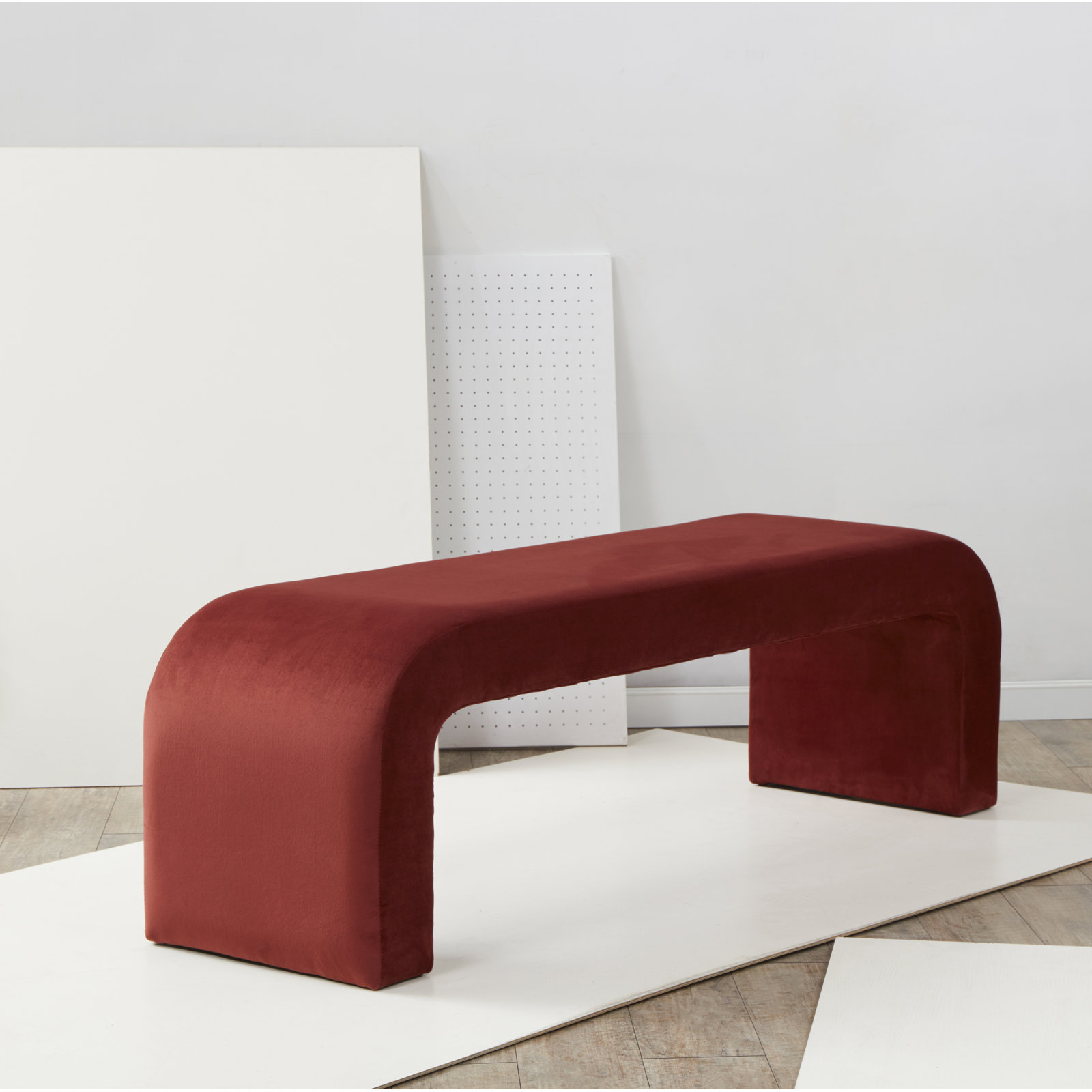 Daine 62" Linen Bedroom Bench, Rust Velvet