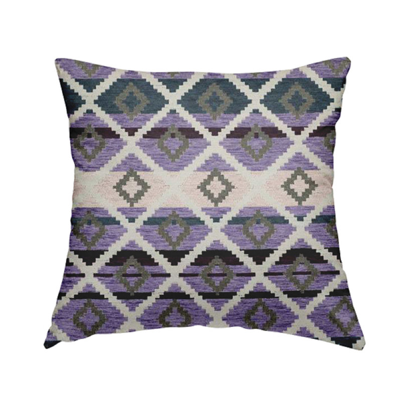 Geometric Rectangular Cushion, Purple Blue