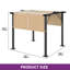 Balconera 3Mx3m Metal Pergola With Retractable Roof, SPF 15 With PU Coated Canopy For Barbecue Event Home, Black