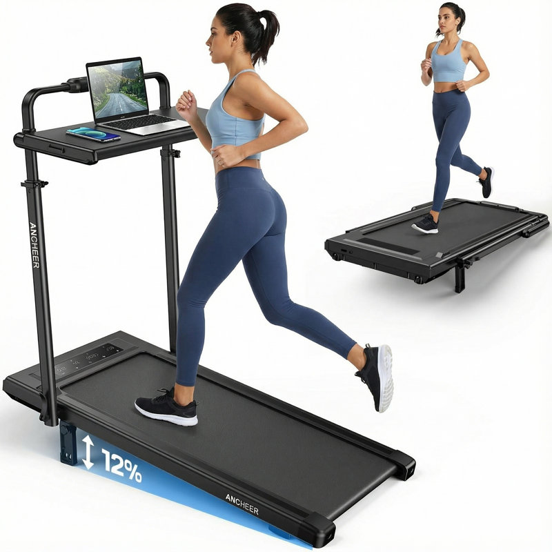 Tapis roulant pliable Himimi, inclinaison de 7 %, capacité de 136 kg, moteur de 3,5 CV et guidon pour la maison et le bureau