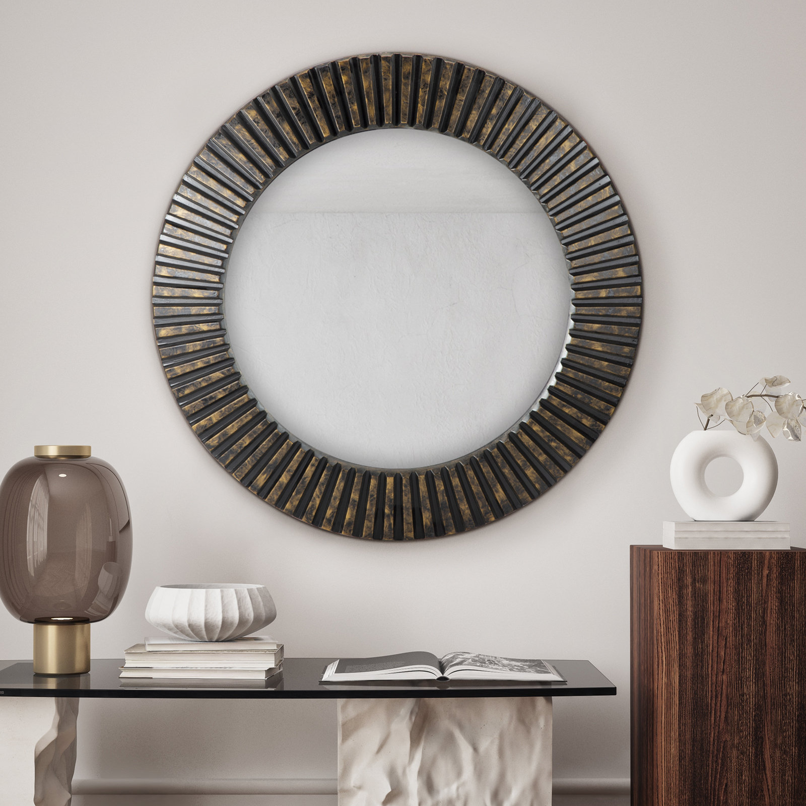 17 Stories Yoeli Metal Round Wall Mirror | Wayfair