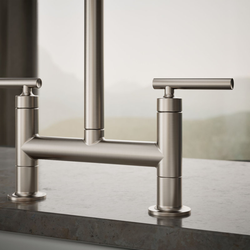Purist® Two-Hole Deck-Mount Bridge Kitchen Sink Faucet, Vibrant Stainless