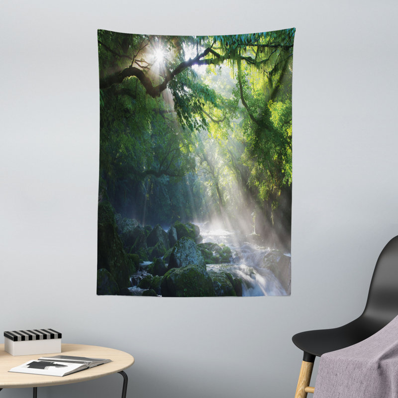 Rainforest Jungle Sunlight Trees Tapestry, 150cm H x 110cm W