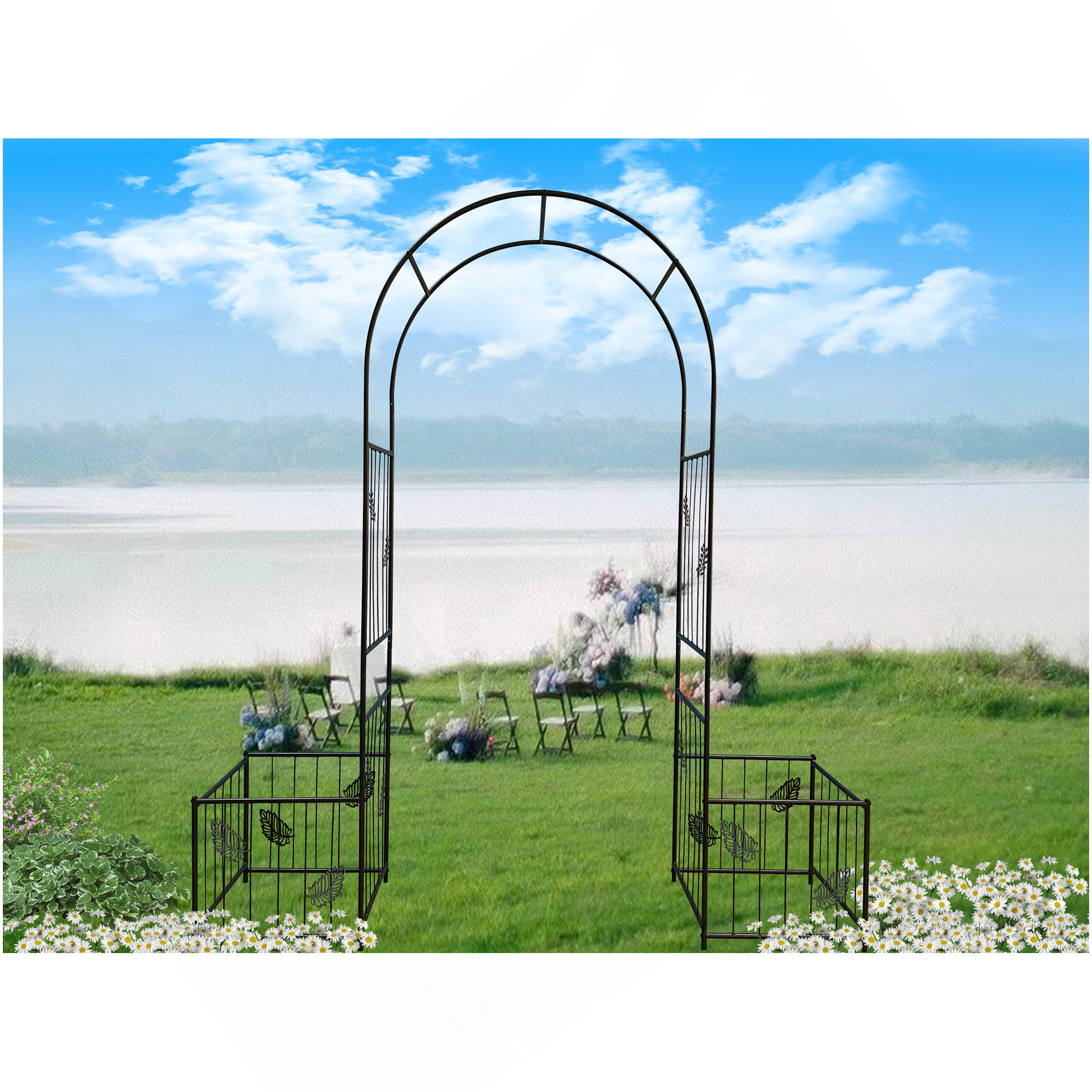 Red Barrel Studio Metal Garden Arch Garden Arbour Trellis Climbing ...