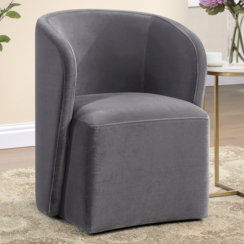 Annie Barrel Dining/Accent Chair with Casters, Gray