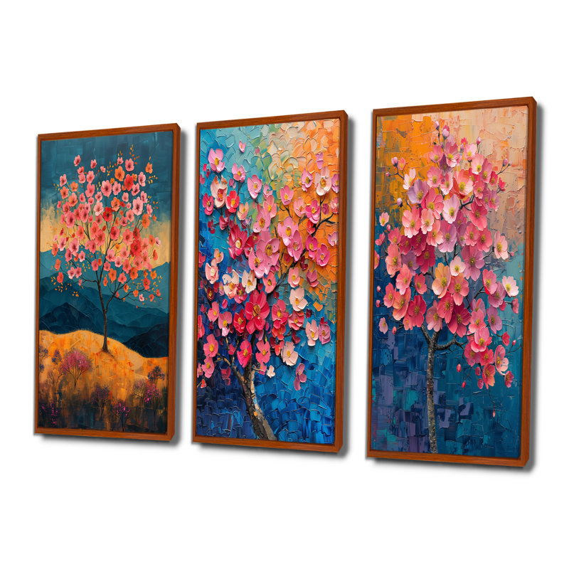 Radiant rose bleu cerisier en fleurs I - Collection d'impressions sur toile traditionnelles, H 40 po x l 60 po, Brun