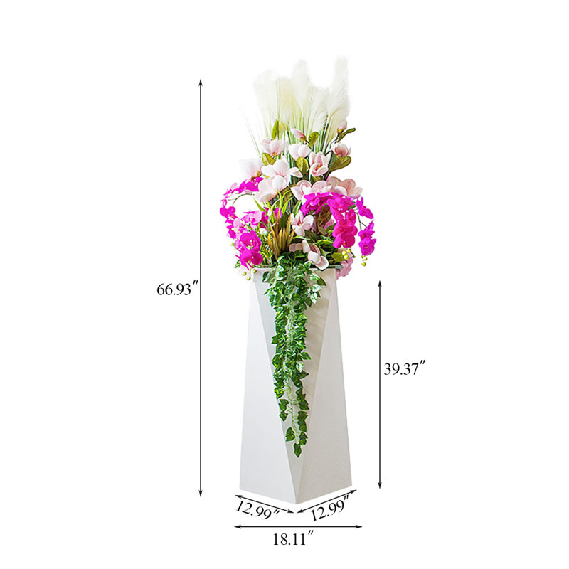 Grand vase à fleurs en plastique renforcé de fibres de verre 66,93 po, H 66,93 po x l 18,11 po x P 12,99 po