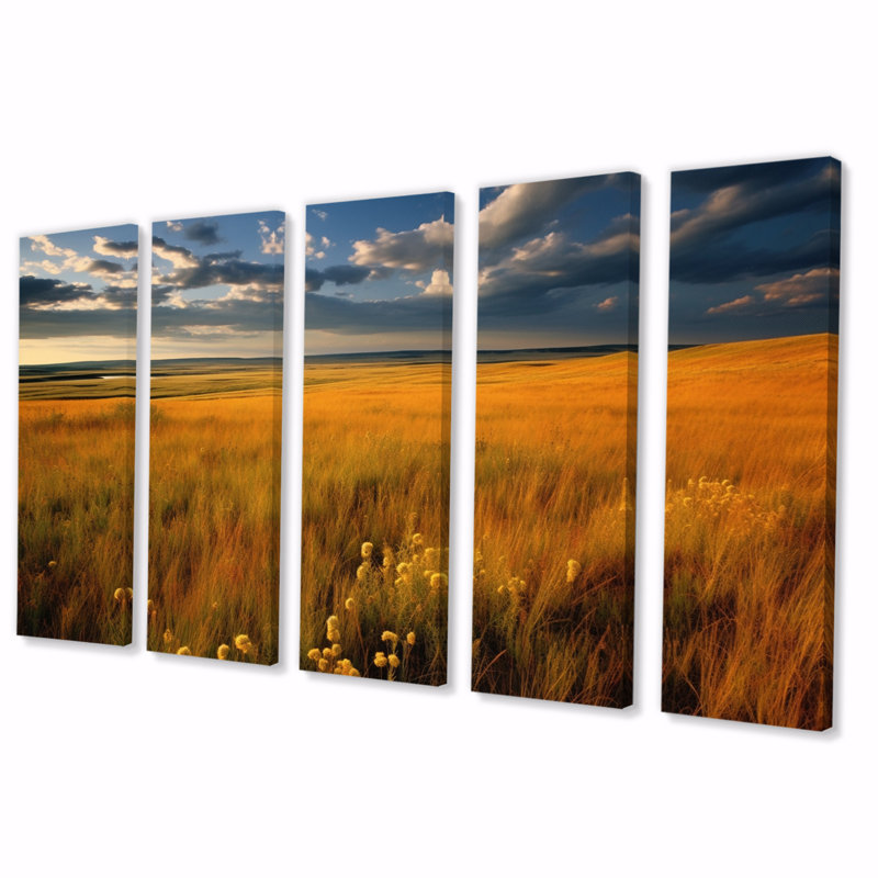 «Calming Meadow I», impression sur toile - 5 panneaux égaux
